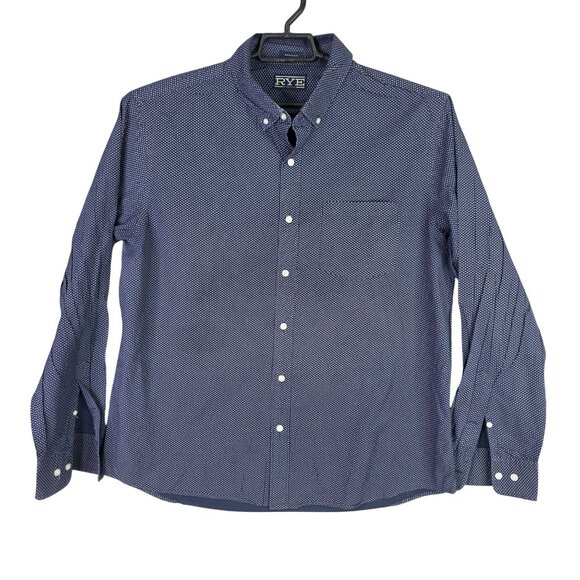 Mens Hawker Rye Blue & White Shirt Button Up Long Sleeve 100% Cotton Size XL - Picture 1 of 7